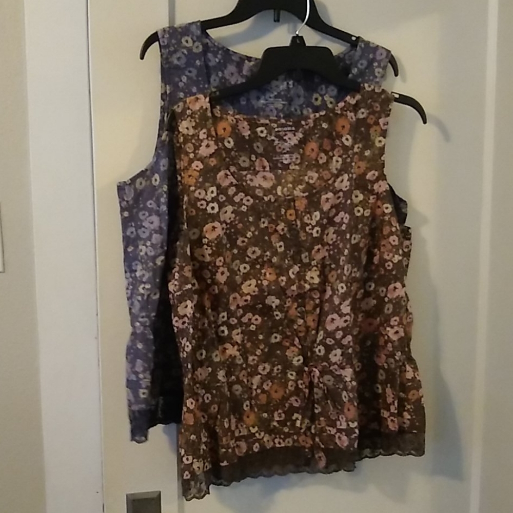 Two floral tanks
